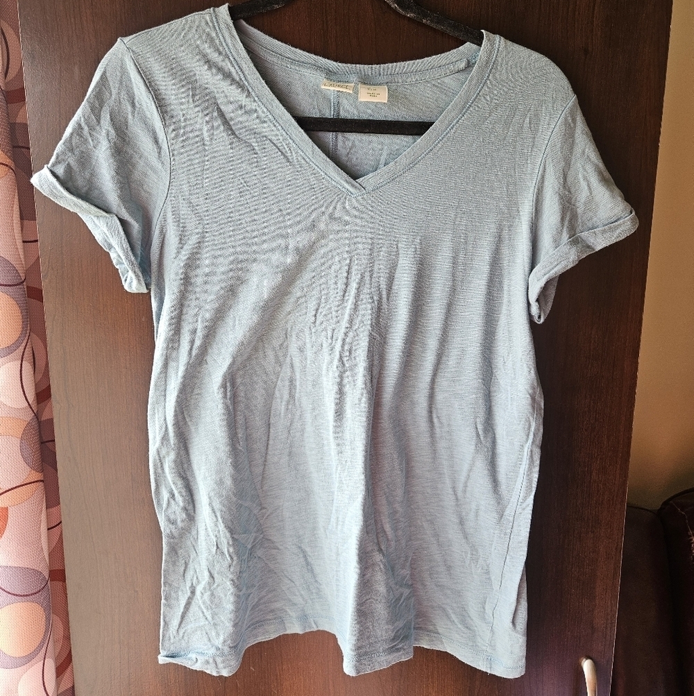 Lucy & Laurel Light Blue V-Neck Tee